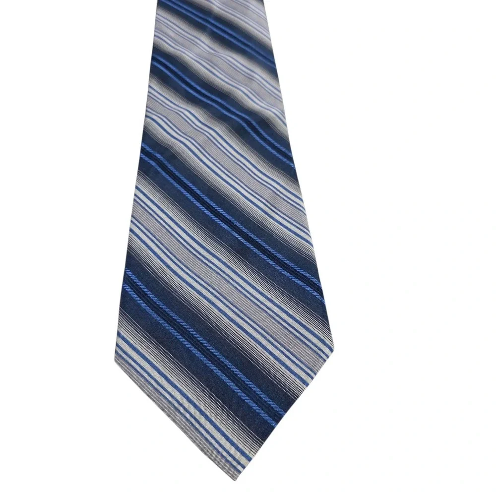 Joseph & Feiss‎ Striped Silk Tie Blue Gray Men's Formal Necktie Designer Estate